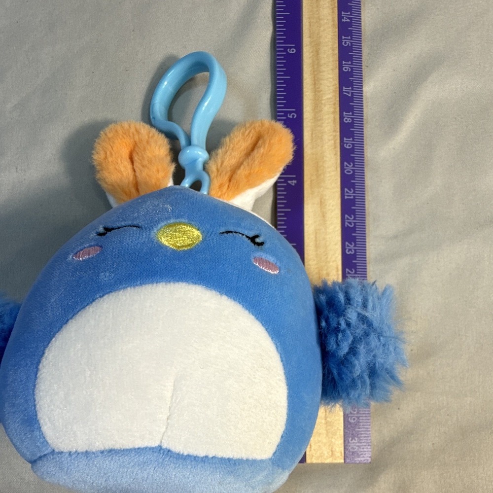 Squishmallows Blue Bird Bunny Ears Clip-On Mini Plush Easter Washable Retired - Picture 5 of 6